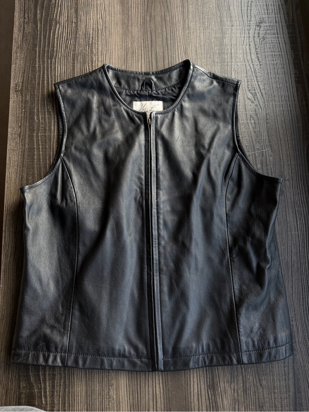 Kathy Lee Collection Black Genuine Leather Vest Size Small